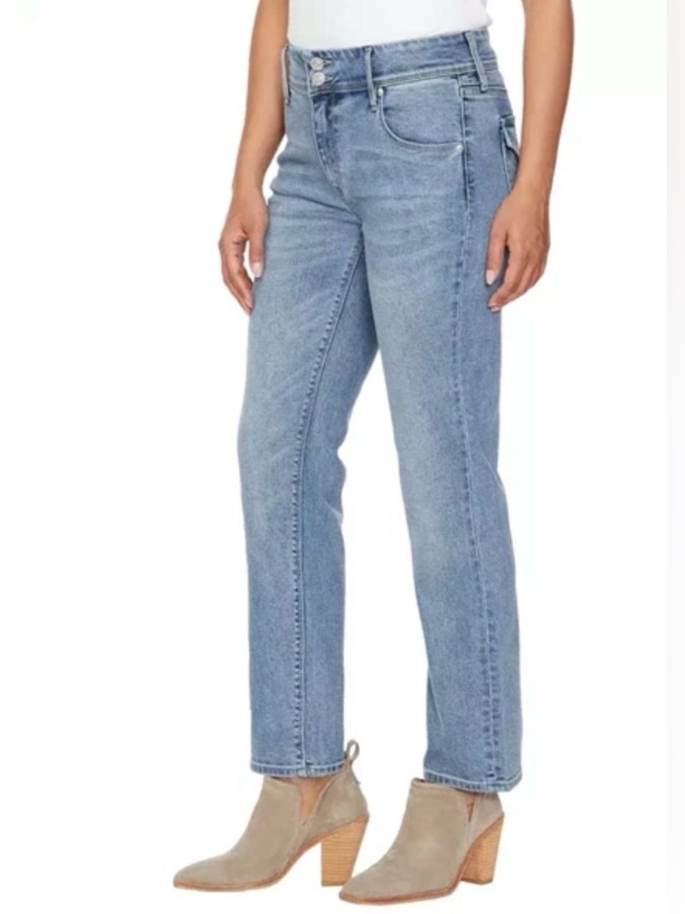 Hudson Icy Blue Beth Flap Pocket Mid-Rise Slim Straight Leg Style 1811754 Sz 14